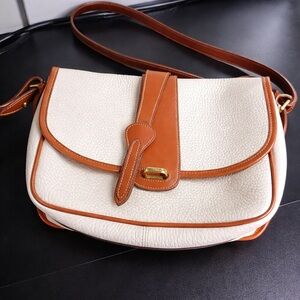 Dooney & Bourke Cream Shoulder Bag with Tan Leather Trim